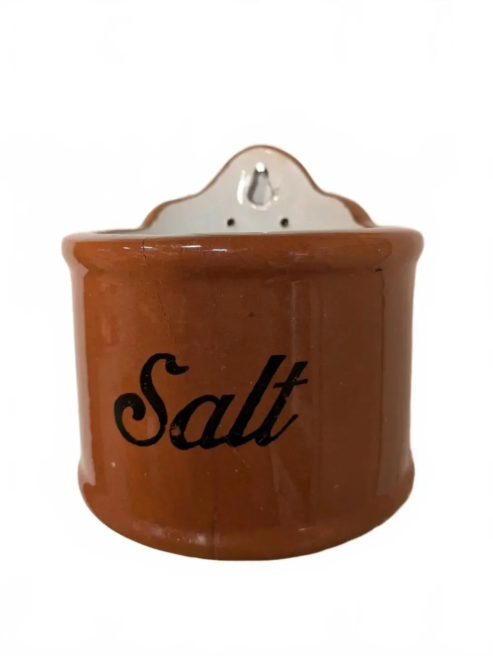Antique Ceramic Wall-Mounted Salt Container